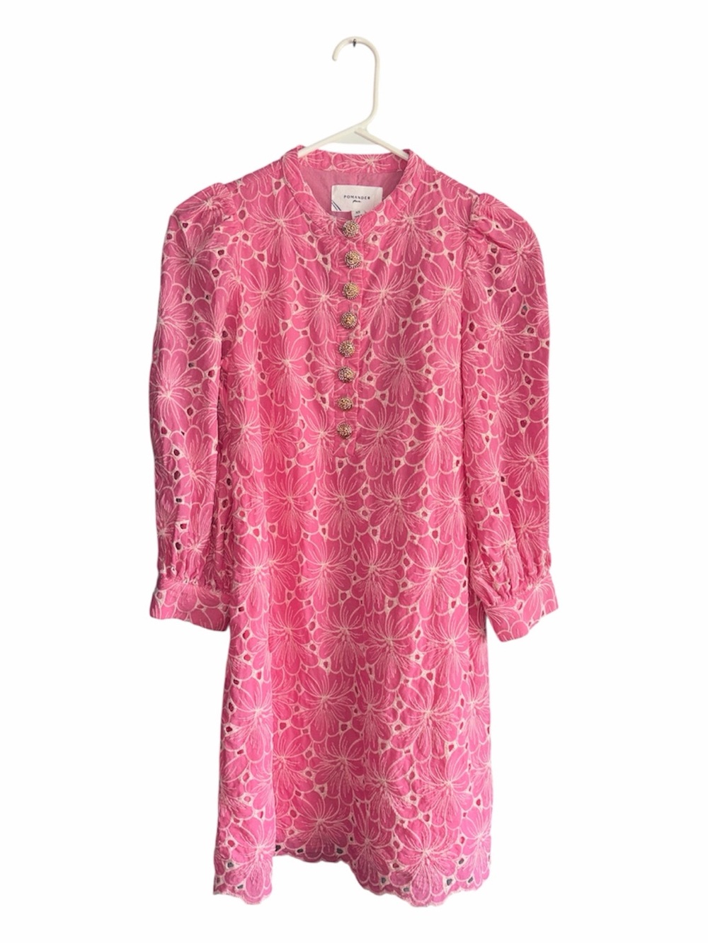 Pink Eyelet Lace Shift Dress